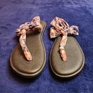 Sanuk Floral Cloth Strap Women's Sz.8 Sandals‎